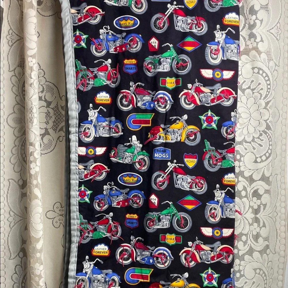 Motorcycle Print Black Throw Blanket Homemade